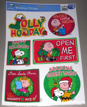 Snoopy, Charlie Brown and Sally Christmas sayings Window Cling Sheet