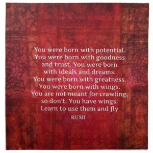 Rumi Encourage Inspirational Motivational QUOTE Napkin