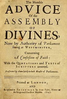 Title page of a 1647 printing of the Confession