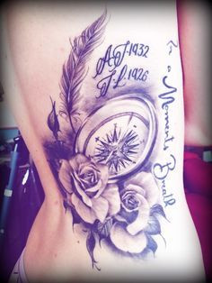 Gorgeous Tattoo, Rose Tattoo With Feathers, Good Ideas, Feathers And ...