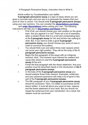 Paragraph Persuasive Essay Example