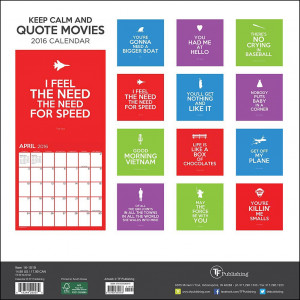 Keep Calm and Quote Movies 2016 Wall Calendar