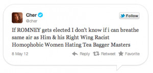 In a rant on her twitter account, @cher, though the tweets have since ...