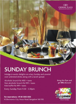 ... Sunday and unwind over unlimited drinks along with a lavish spread