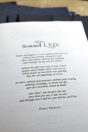 poem by Pablo Neruda inside our wedding programs. [brevebelle]