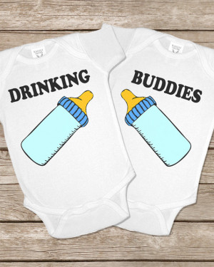 Drinking Buddies Onesie Funny Twins Baby Gifts Set Girls Boys Matching ...