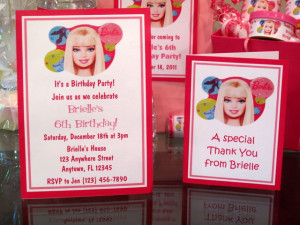 about Barbie Birthday Party PDF CD w/ Invitation Favor Water Candy ...