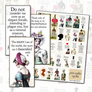 Jane Austen Quotes digital collage domino sheet 1x2 inch 25 mm x 50 mm ...