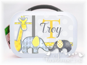 Mod Safari Lunch Box ~ Sweetly Embellished Elephants & Giraffe