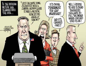 By David Horsey, “ Even deadly meteors and asteroids may not unite ...