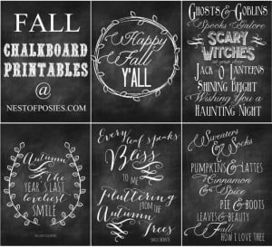Fall and Halloween Chalkboard Quote Printables via Nest of Posies