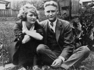 Zelda Sayre and F. Scott Fitzgerald pose for a photo at the Sayre home ...