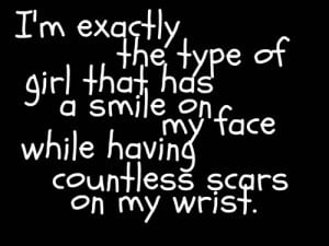 Most popular tags for this image include: scars, girl, smile ...