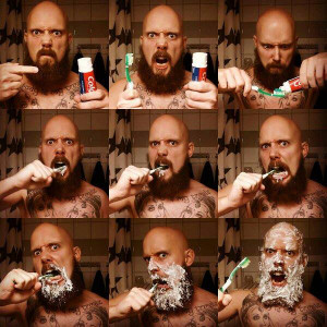 How to brush your teeth like a man meme