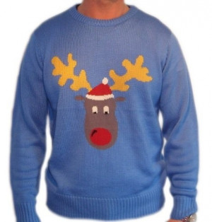 Ugly Christmas Sweater Reggie Reindeer Blue 2012