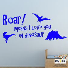 Dinosaur Nursery Kids Bedroom Cute Wall Art Stickers Decal quote Vinyl ...