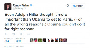 Randy Weber says Obama is basically worse than Hitler