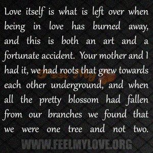 Love itself is what is left over when being in love has burned away