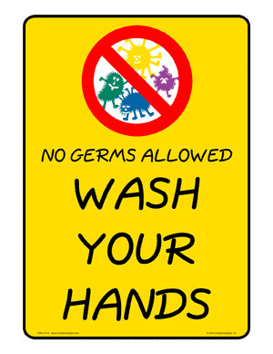 No Germs Allowed Wash Your Hands Sign NHE-13115 Hand Washing