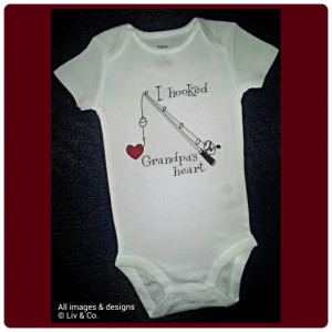 Hooked Grandpas Heart Fishing baby outfit, one piece, body suit, shirt ...