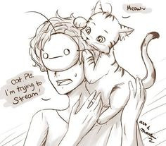 Cry and his cat! I actually love it when kitty interrupts his videos ...