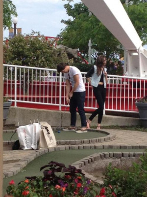 Louis and Eleanor playing mini golf a couple of minutes ago :) They ...