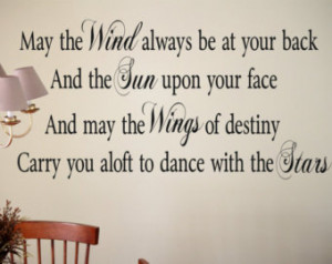 Wall Art Sticker Quote - May the wind always be at your back.