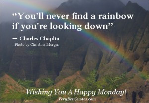 Monday Good Morning quotes, Charles Chaplin quotes, rainbow quotes