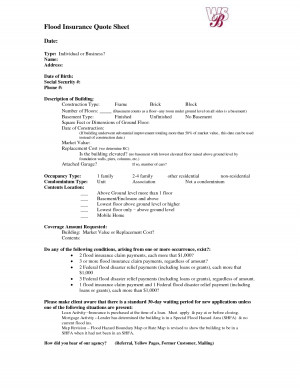 Flood Insurance Quote Sheet by MikeJenny