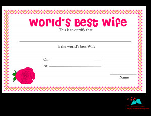 World’s best wife certificate printable with floral border