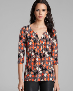 Plenty By Tracy Reese Quotation Blouse Peasant Kurta Silk in ...
