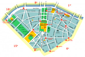 Areas of Paris France District Map