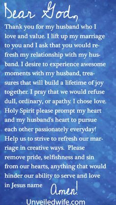 Prayer Of The Day – Refreshing My Marriage --- Dear Lord, Thank you ...