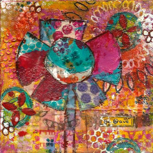 Origina flower Art. Mixed Media canvas.Flower w/ by 3Heartwings,