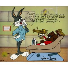 Earth Dentist- hand painted, limited edition cel featuring Bugs Bunny ...