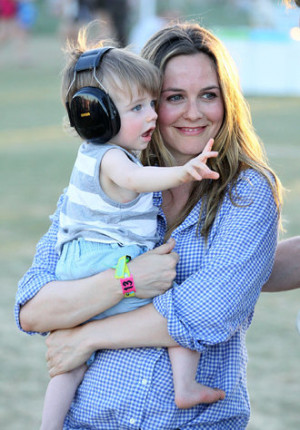 Alicia Silverstone with her baby