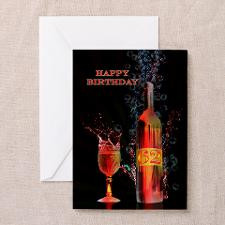 62nd Birthday card with splashing wine Greeting Ca for