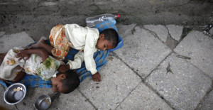Children begging for money in Kathmandu, Nepal