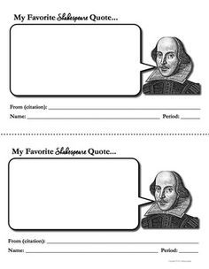 Favorite Shakespeare Quote: Shakespeare Activities Free Download More