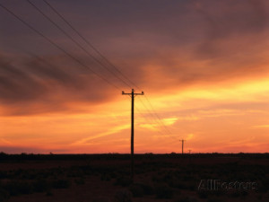 Outback Power Lines at Sunset, New South Wales, Australia Photographic ...
