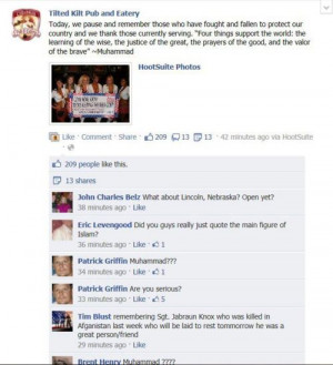 The Tilted Kilt immediately took down the quote & issued an apology. I ...