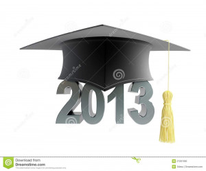 Graduation cap 2013 on a white background.