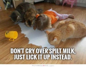 Don 39 t cry over spilt milk just lick it up instead Picture Quote 1