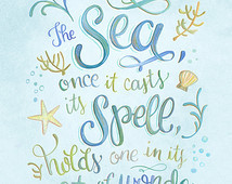 ... Once It Casts Its Spell of Wonder - Jacques Cousteau Quote - Art Print