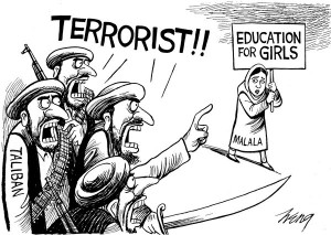 ... speaking out in favor of girl’s education .NYTIMES cartoon 10 2012