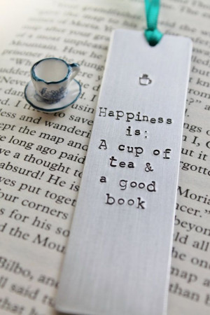 Happiness is A Cup of Tea and a Good Book Metal by MauveMagpie, £8.00