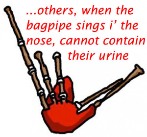 Shakespeare on bagpipe and bagpipes, musical taste, likes and dislikes