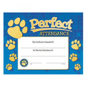 Home > Perfect Attendance Paw Design Gold Foil-Stamped Certificate