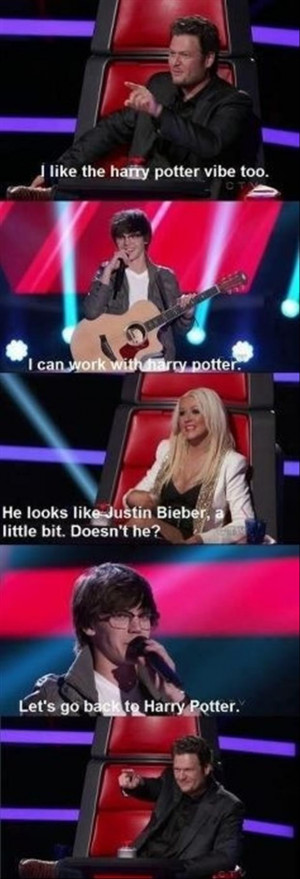 ... Aguilera and Contestant Talking about Happy Potter and Justin Bieber