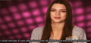 Kendall Jenner Quote (About care less, corner, fun, gif, party)